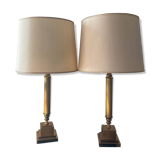 Pair of Empire style brass lamps