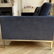 Canapé 3 place Florence Knoll velours bleu marine