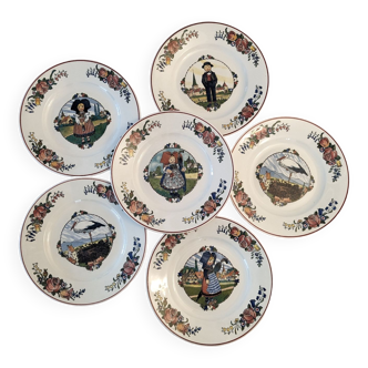 Assiettes plates rondes Sarreguemines Hansi annales