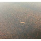 Coffee table wood and aluminum 70s