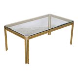 Table basse italienne chromée et verre, années 1970
