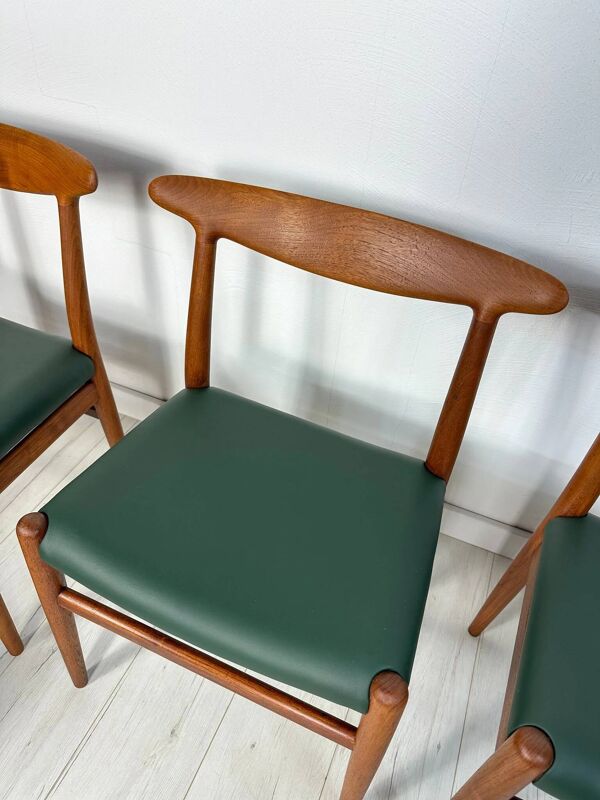 5 chaises danoises en W2 teck par Hans J. Wegner pour CM Madsen, années 1950