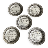 Lot of 5 plates in earthenware of choisy-le-roi, p&h, decoration of rébus, xixth