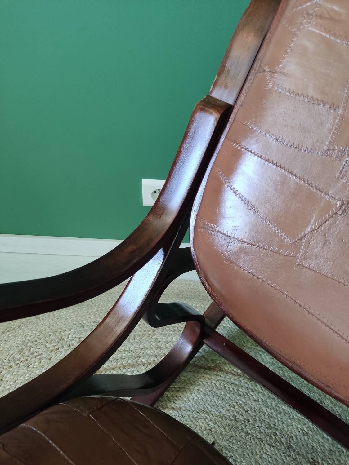 Rocking-chair bois et cuir