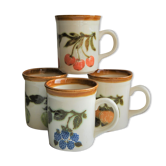 Series of 4 cups fruits Biltons England 70s