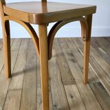 Set of 4 baumann bistro chairs in blond wood / honey stamped 40-50 years