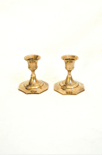 Duo of brass candle holders