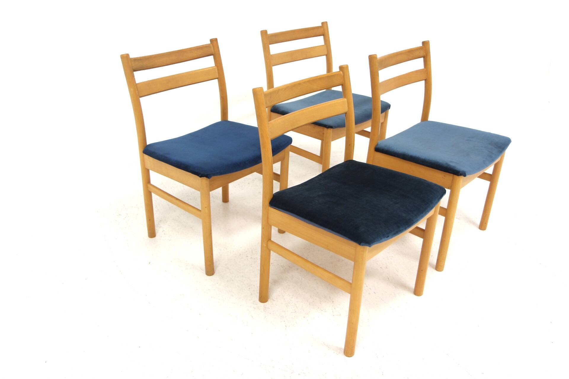 Set of 4 Scandinavian beech chairs, Sweden, 1960