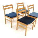 Set of 4 Scandinavian beech chairs, Sweden, 1960