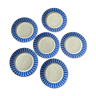 6 blue vichy dessert plates