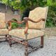 Pair of louis xiv period walnut armchairs, 17th century