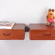 Pair of teak floating vintage bedside tables with drawer - Denmark 1960