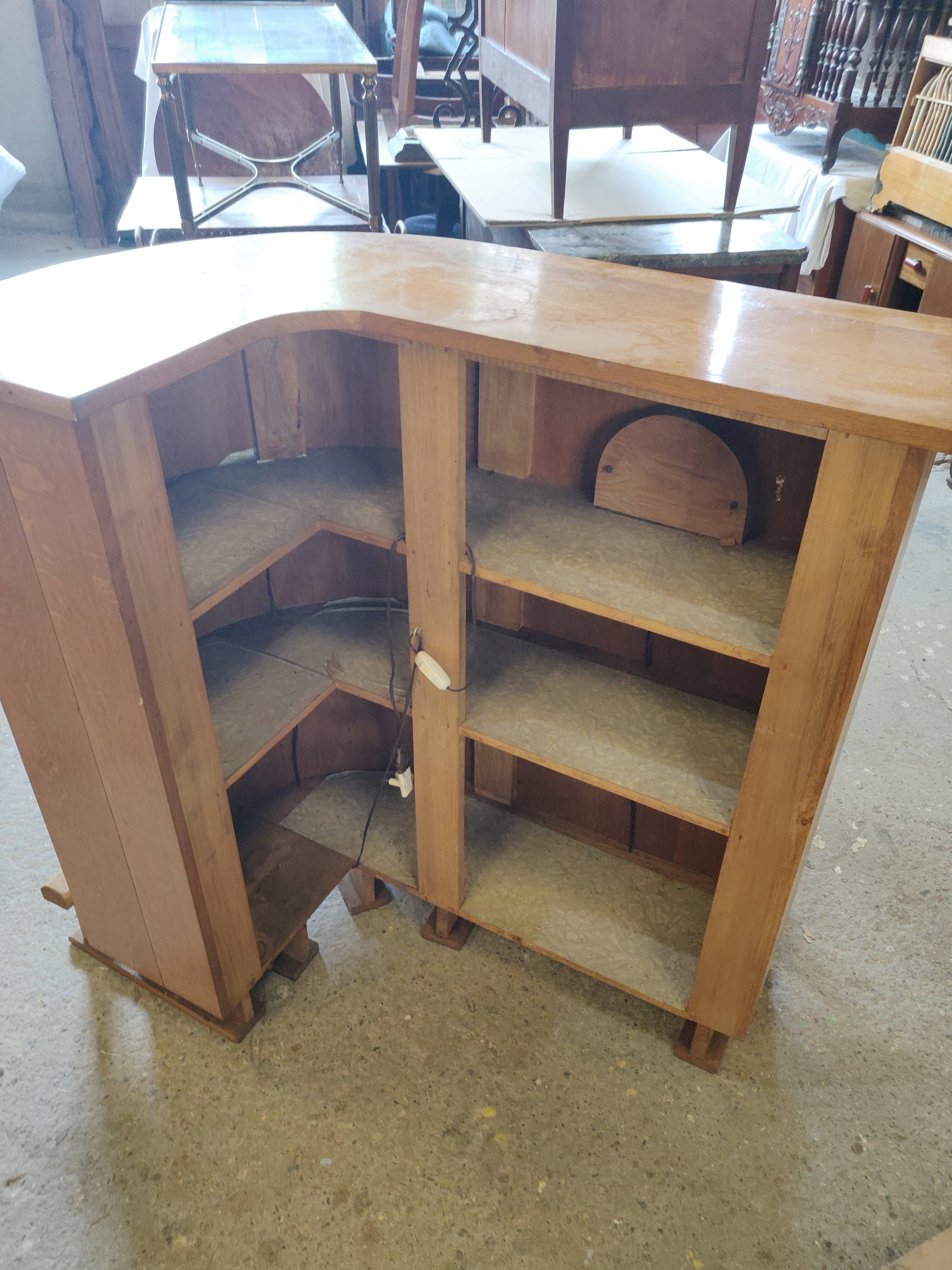 Oak corner bar and 2 stools vintage marine theme