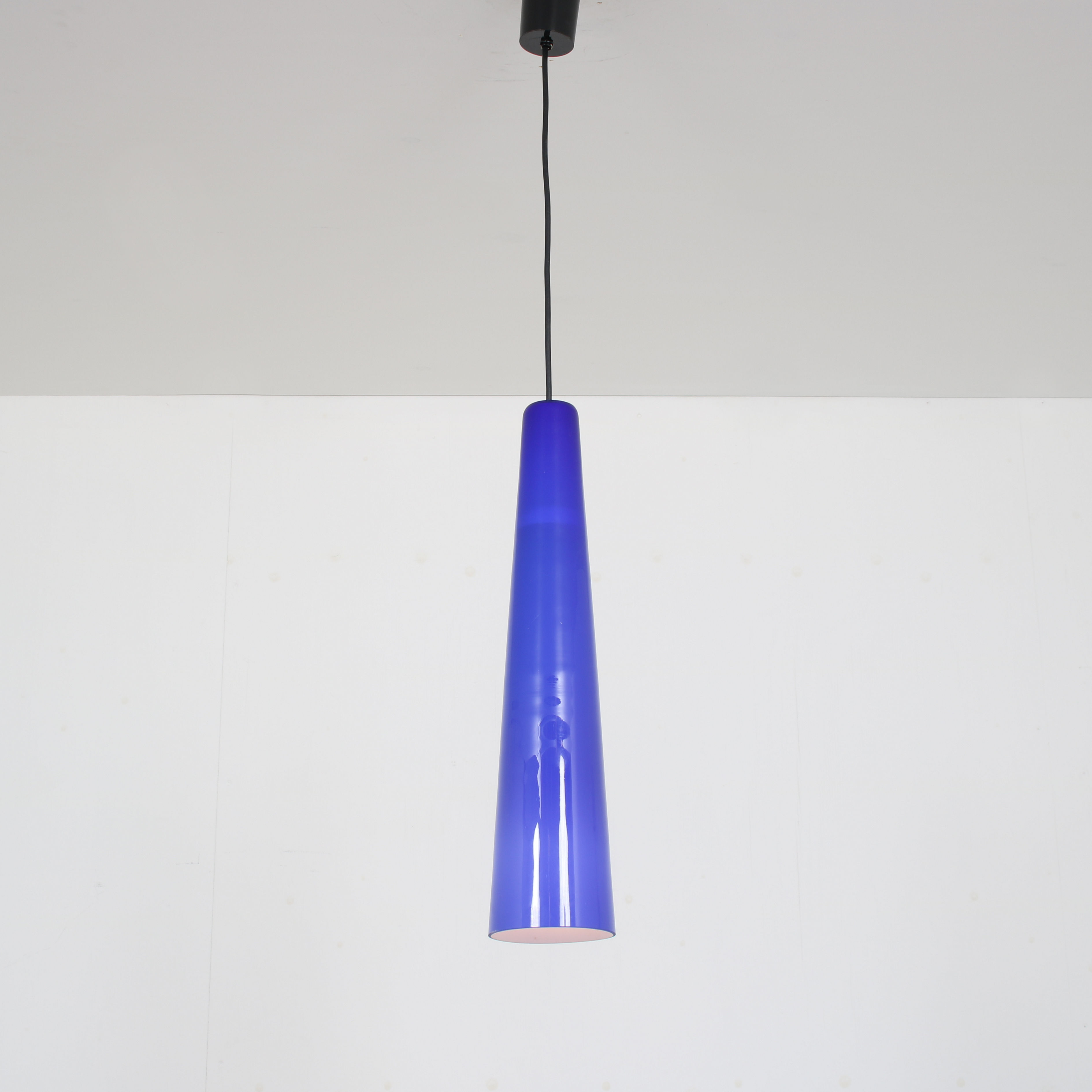 1960s Blue glass hanging lamp by Vistosi, Italy