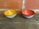 Pair of Antique Bowls Pottery Arlequin Rustrel Chiseled Ceramic + Enamel