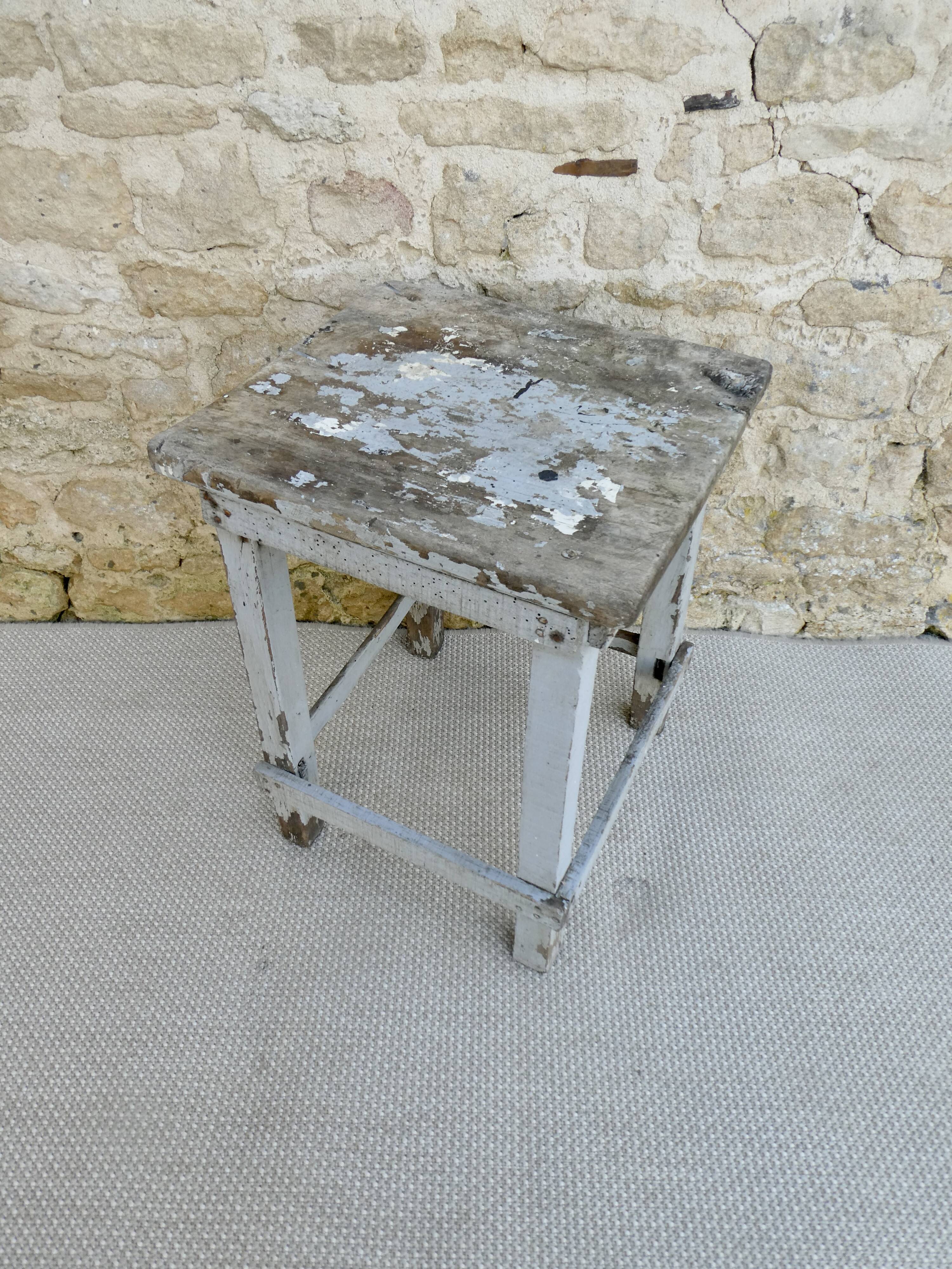 Wooden workshop stool, original color