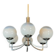 Six arms chandelier in murano glass spheres and chrome. Italy 1960s