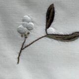 Hand-embroidered tablecloth on rectangular thread canvas