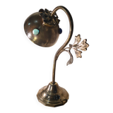 brass lamp with cabochons 1900 a20 electricity check h 34x27