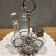 Servant service or set with glass and silver metal condiments