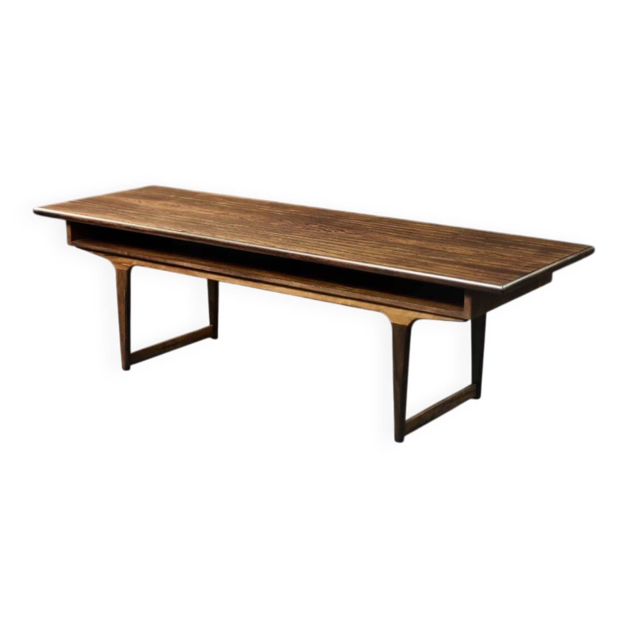 Vintage Mid-Century Modern Danish Rosewood Coffee Table with Shelf, 1960s