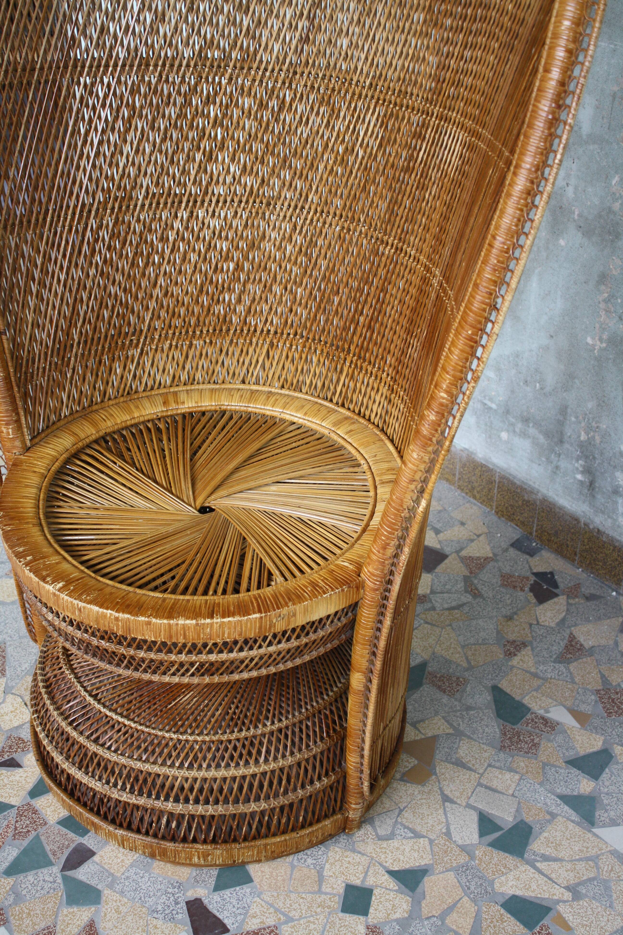 Fauteuil rotin style Emmanuelle 1970's