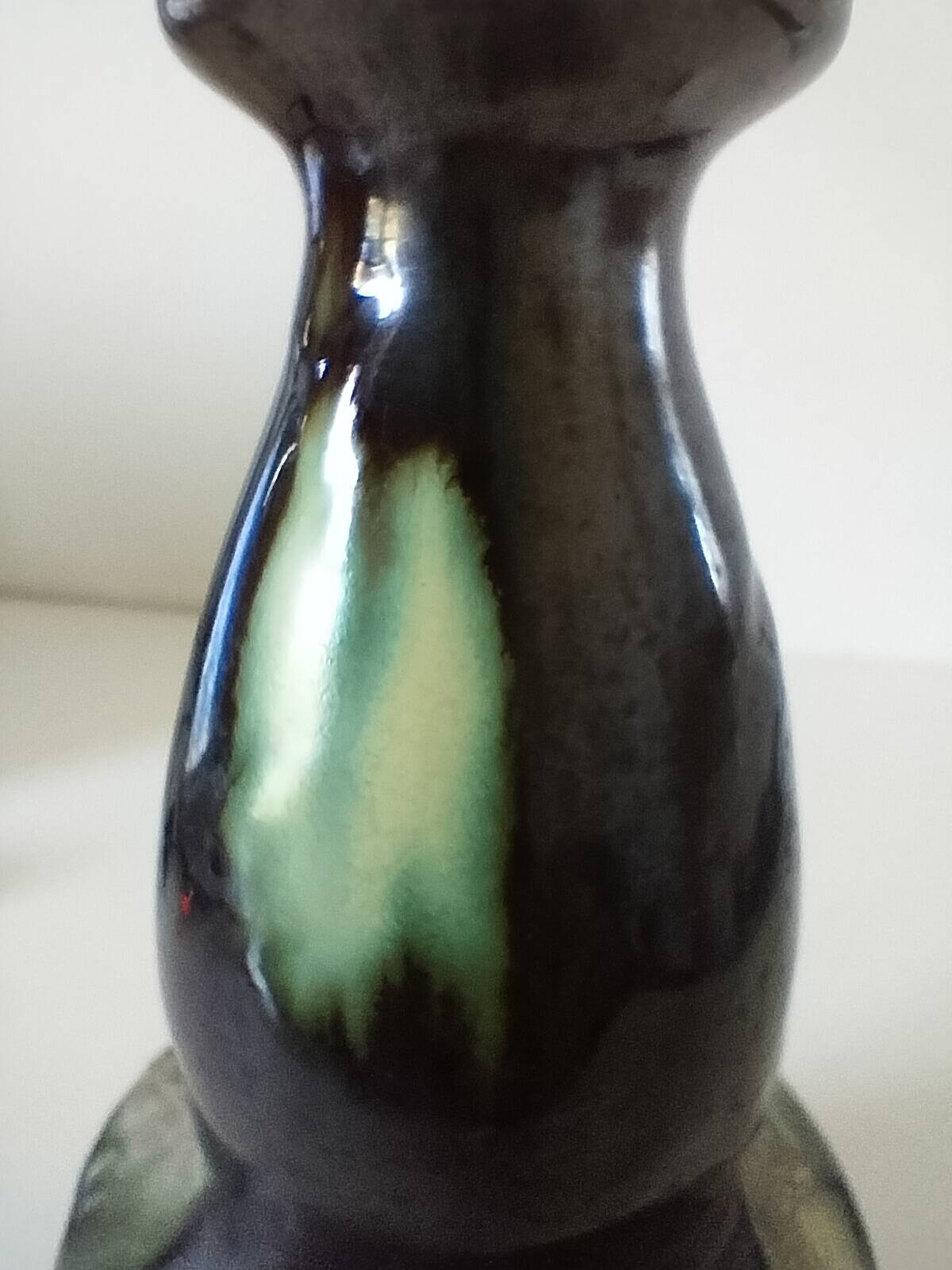 Thulin vase Belgium flamed green black enamel