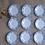 Set of 9 Dux Boch blue dessert plates, 1960
