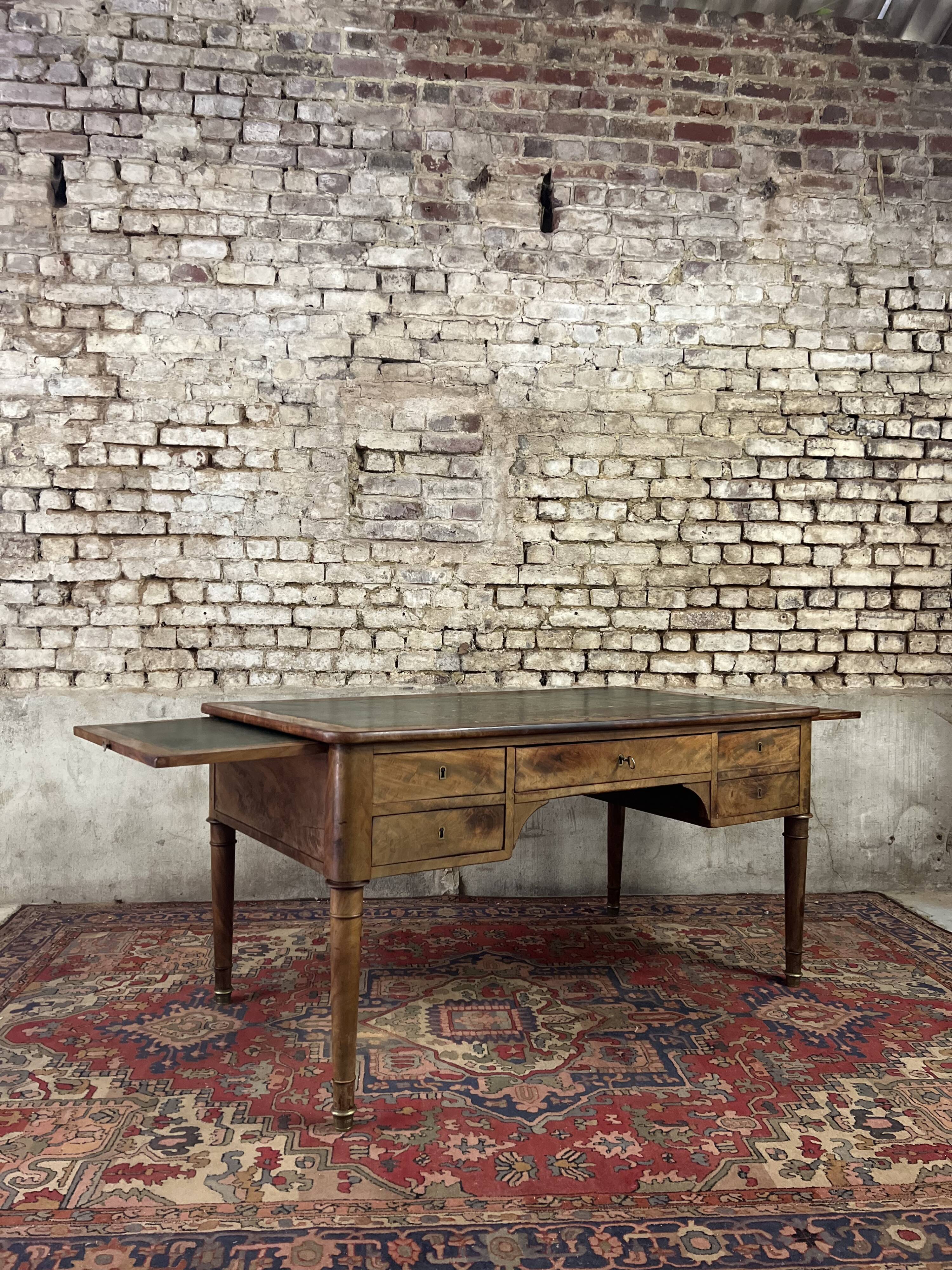 Flat mahogany desk Louis Philippe XIX century