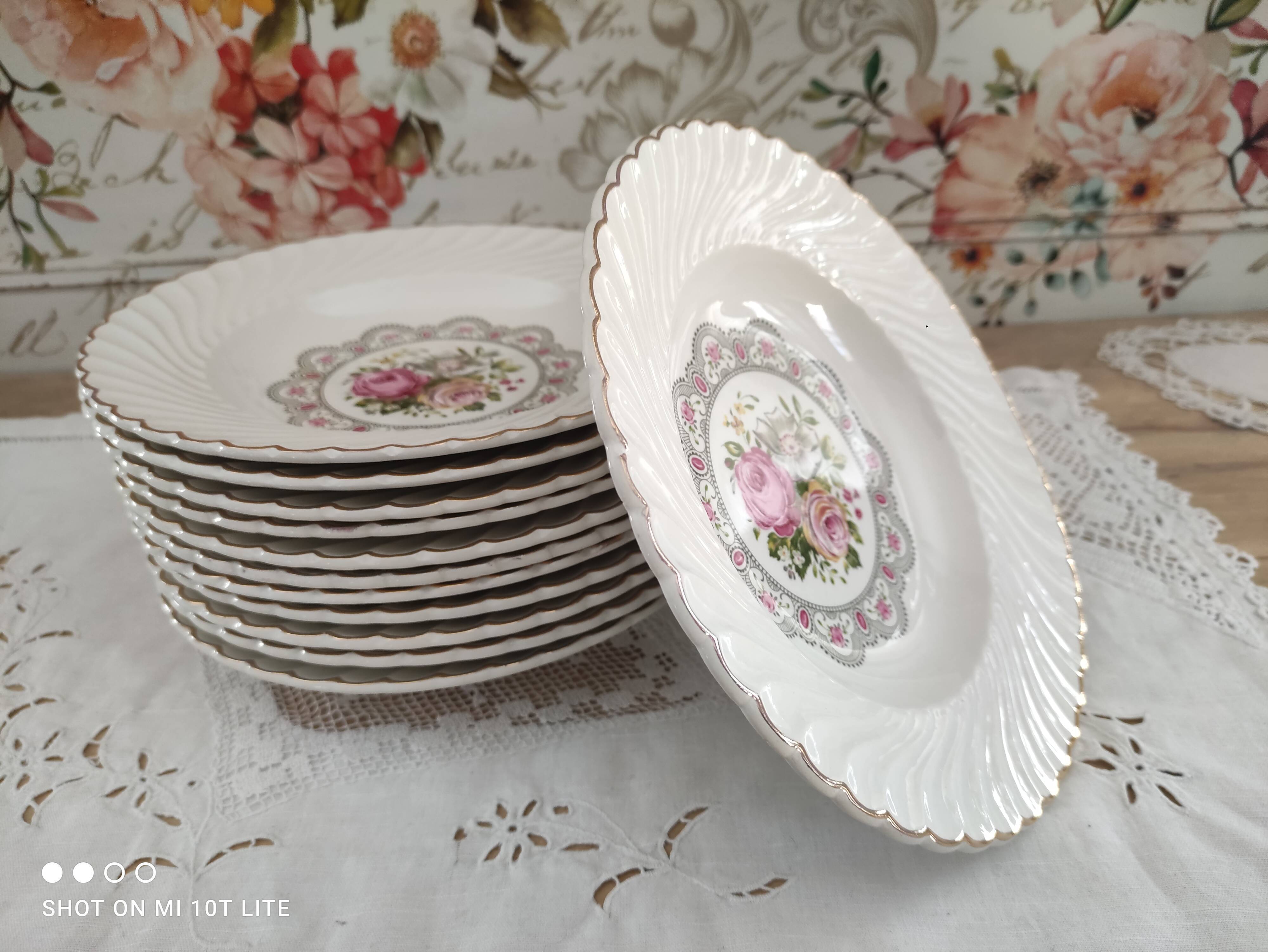 Set of 12 hollow plates K&G Lunéville model Tradition