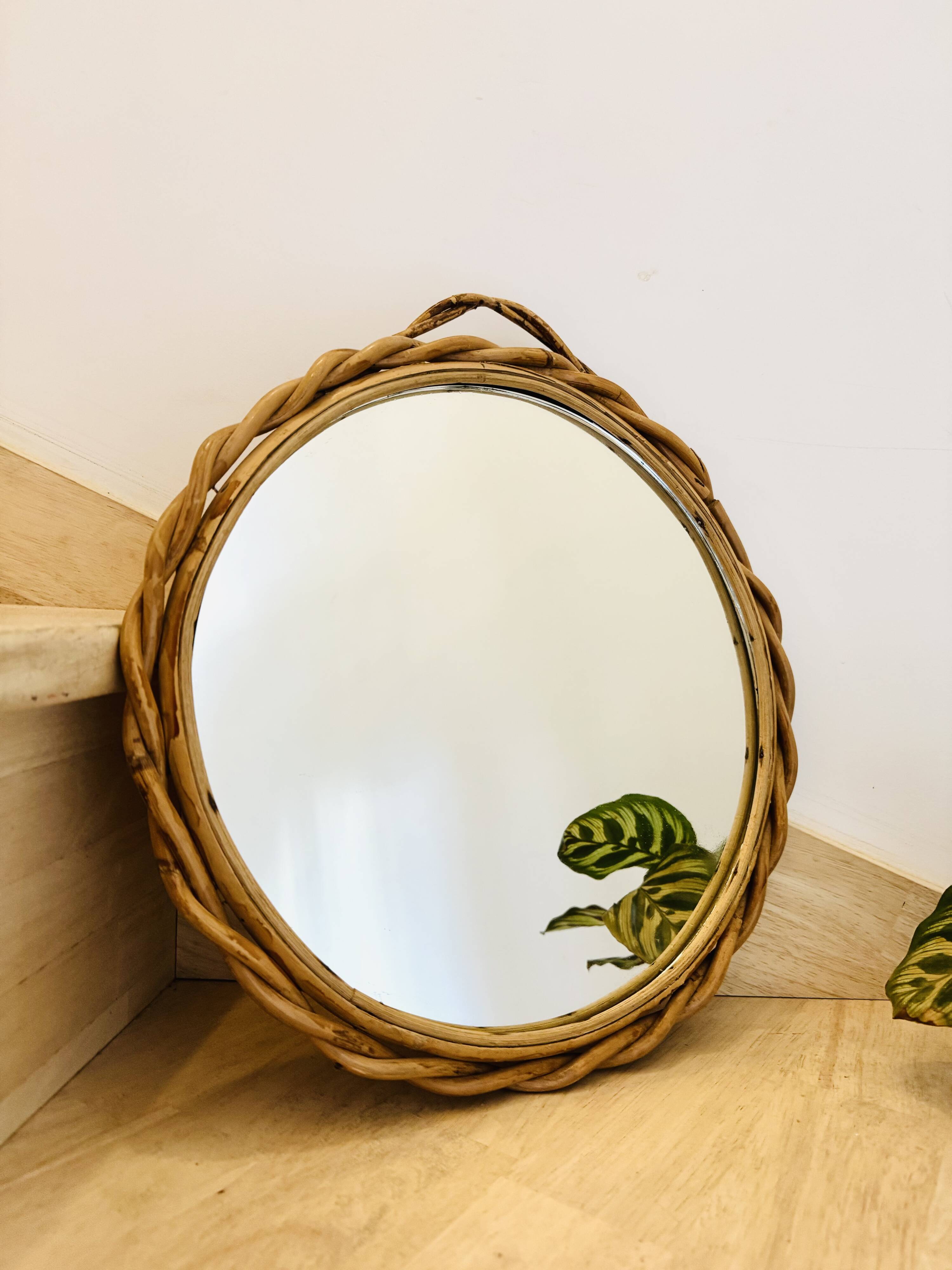 Vintage rattan mirror