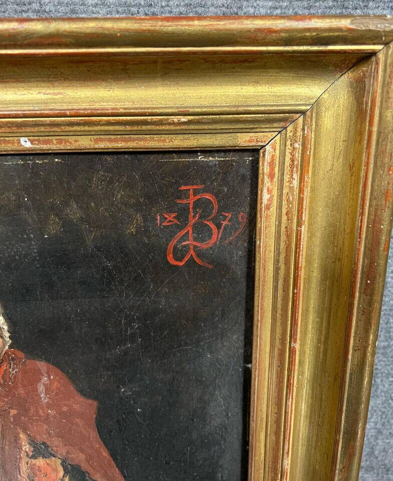 École Française du XIXeme siècle : tableau monogrammé et daté