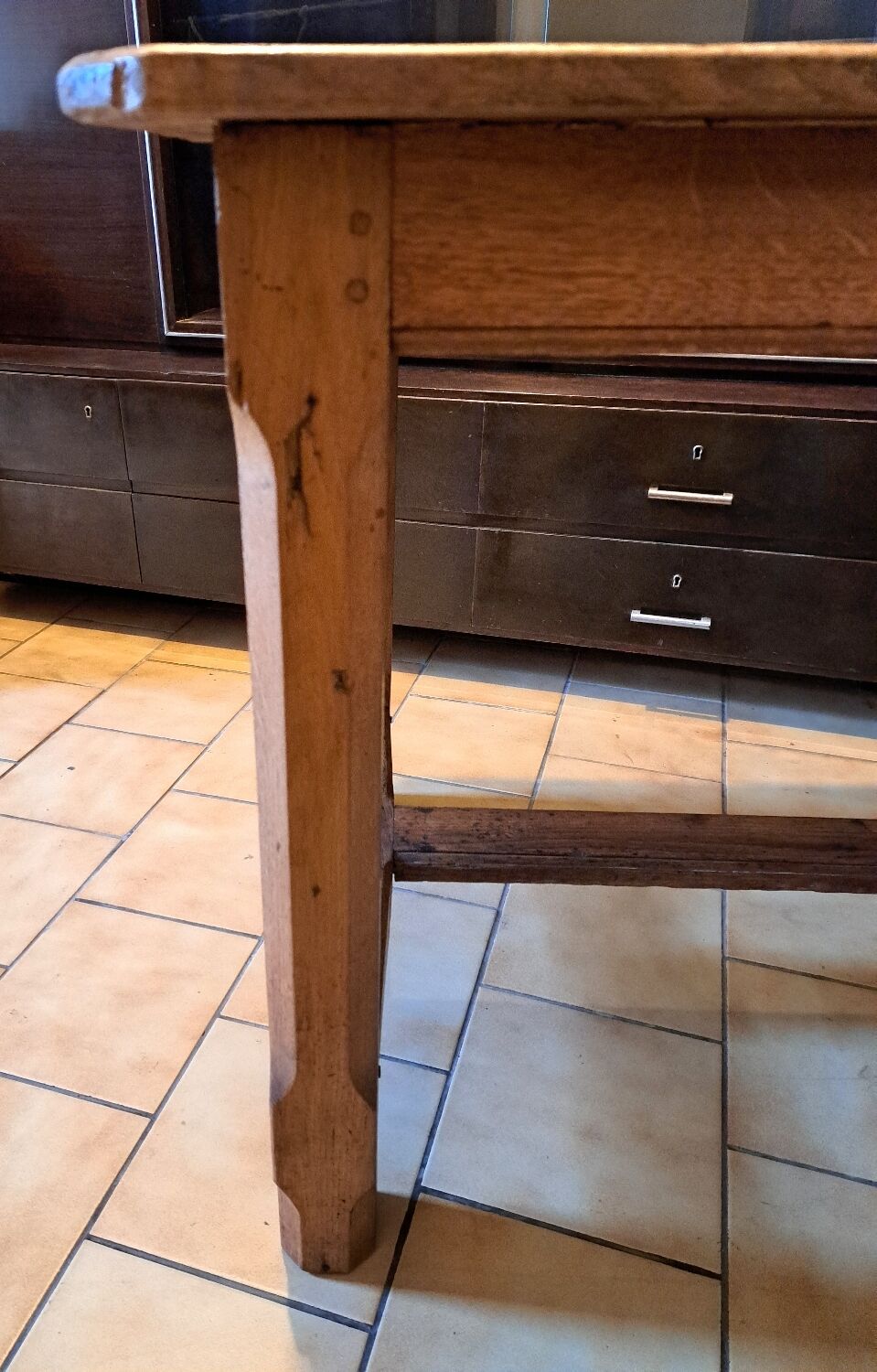 19th century farm table in solid oak