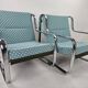 Set of 2 Italian chairs in chrome frame and completely reupholstered