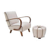 Fauteuil et tabouret de Jindrich Halabala années 1950.