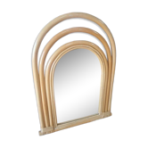 Beau miroir arrondi rotin clair