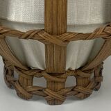 Set of 2 Danish large wood veneer and fabric wall sconces, 1970s