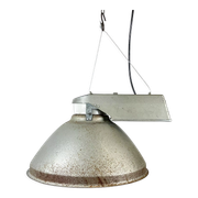 Industrial Factory Pendant Lamp with Frosted Glass Cover, 1970s