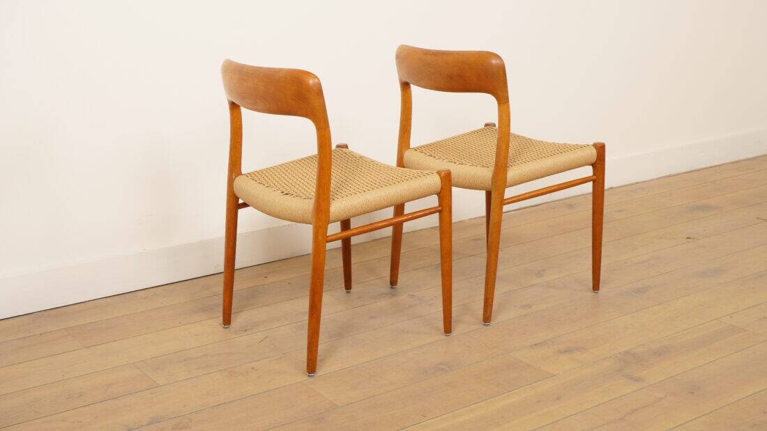 2 x vintage dining chairs | Niels Otto Møller | Model 75 | Teak