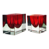 1960s Set of 2 Rectangular Ashtray in Murano Glass by Flavio Poli for Segus