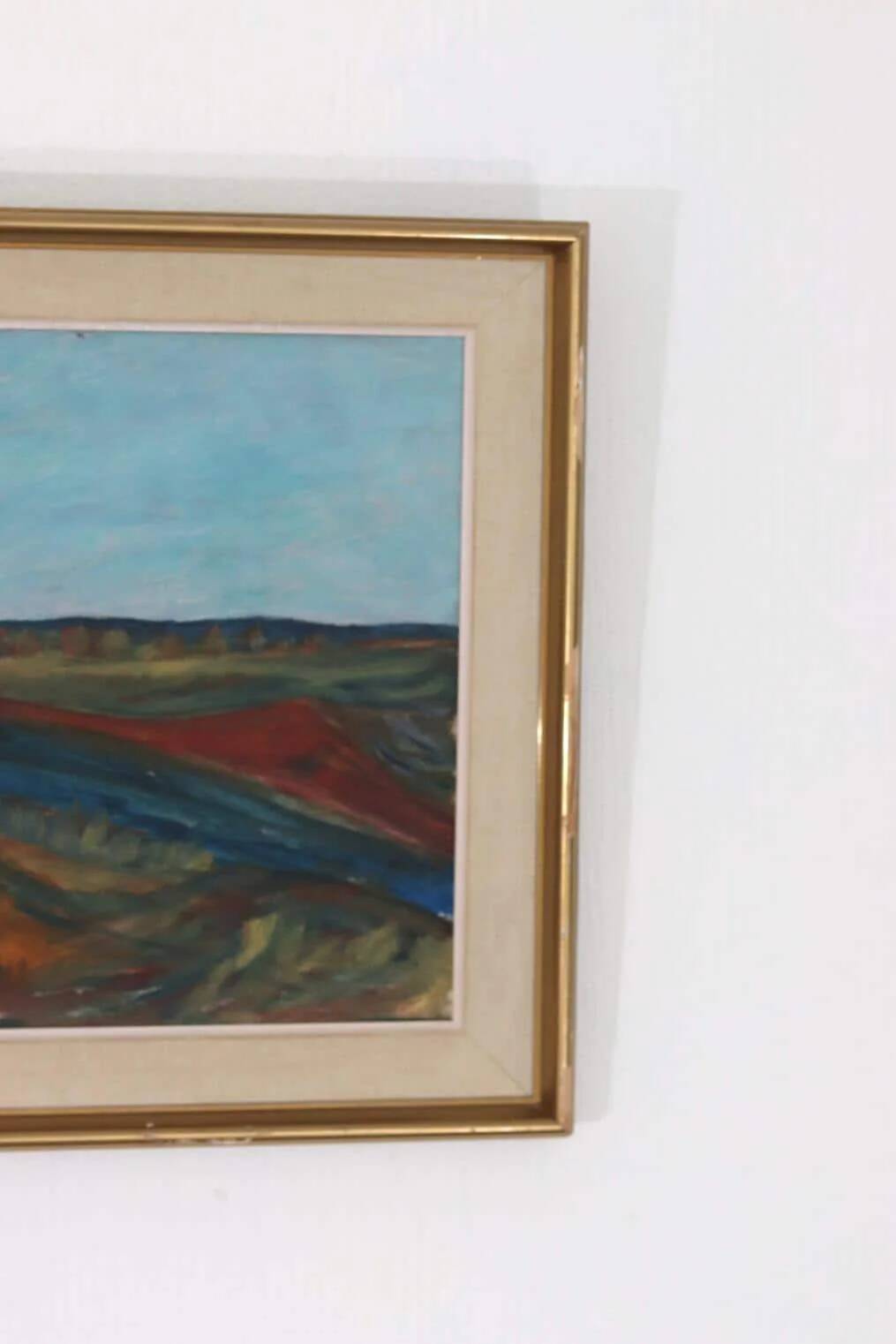 Original mid-century Swedish oil on panel – “Bold Landscape”