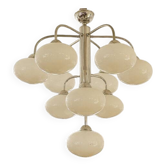 Lustre 10 feux en opaline et métal chromé, 1960