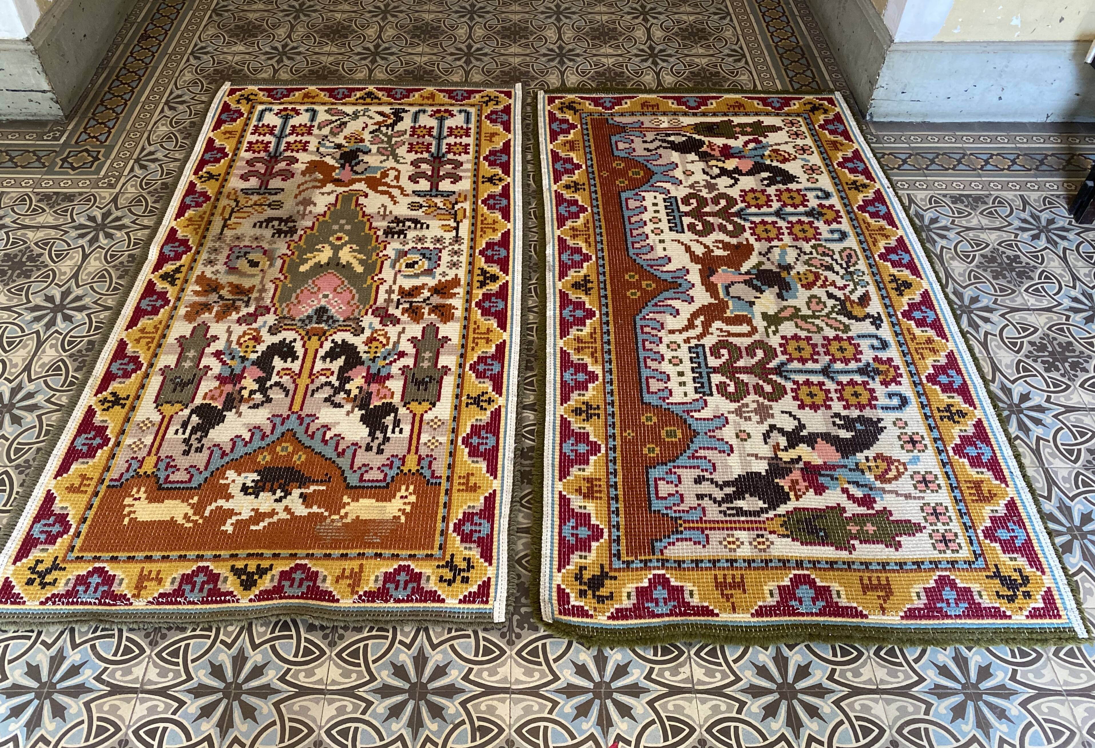 Duo of old oriental wool rugs