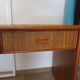 Vintage cane rattan desk with a large top and 5 drawers - 1960s/70s.