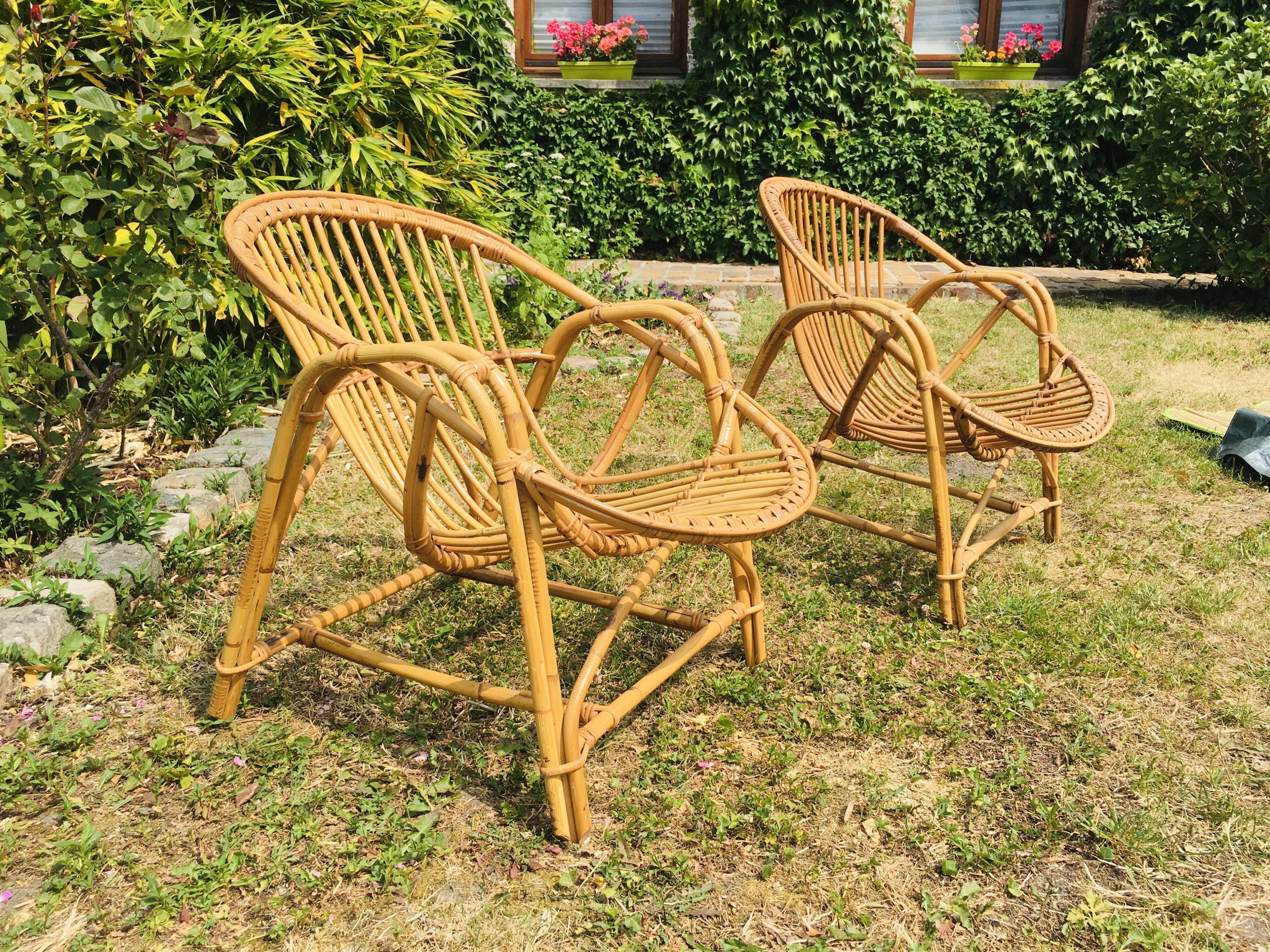 Vintage armchair rattan basket