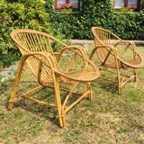 Vintage armchair rattan basket