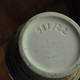 Ribbed vase with caramelized glaze; "581/22" - west German ceramics - 70s