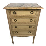 Commode de style Louis XVI en bois laqué crème, vers 1900