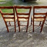 6 old straw chairs