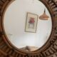 Vintage 1960s rattan sun mirror spiral - 80 x 62 cm